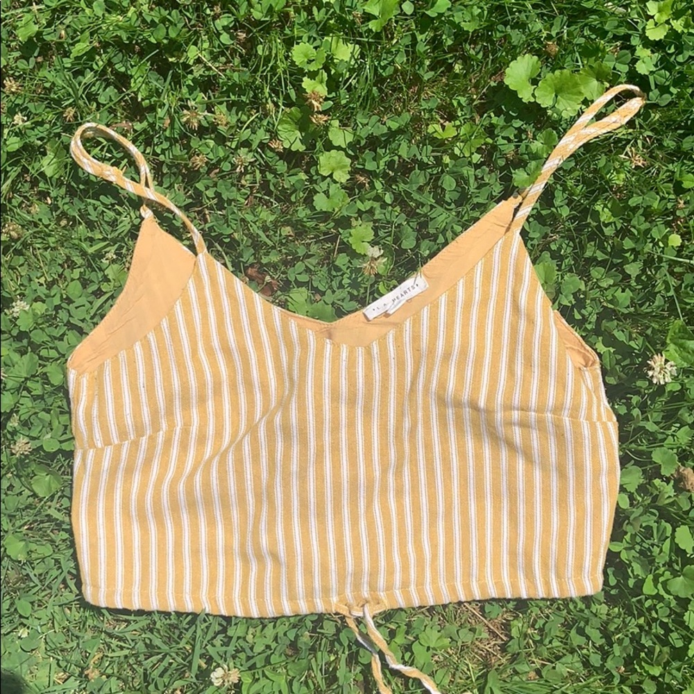 yellow and white stripped crop top